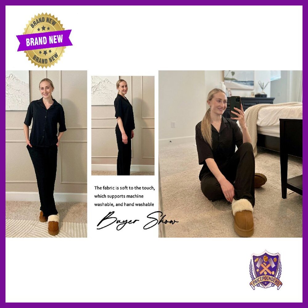 Soft Button-Down Pajama Set With Pockets, S-Xxl - image 8